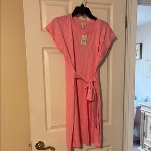 J. Crew Factory Pink Tie-Waist Dress